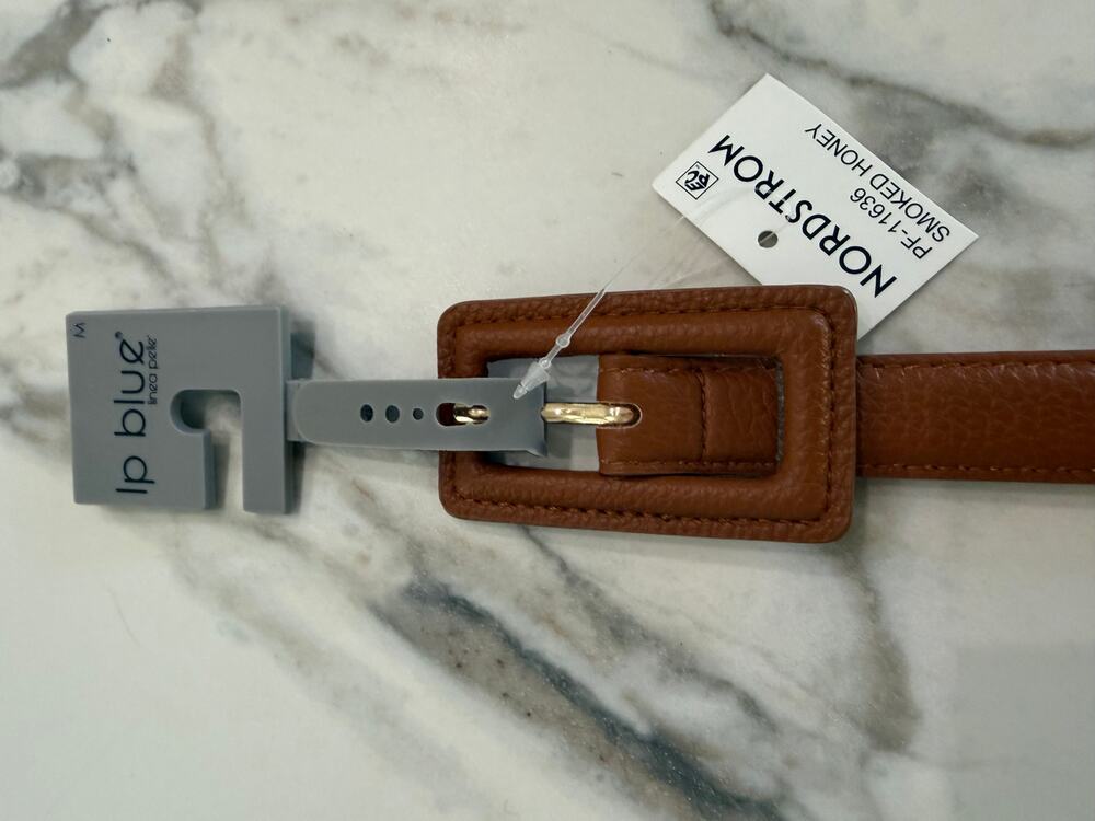 Linea Pelle NEW lp blue Man Made Pebbled Belt in Smoked Honey, Medium